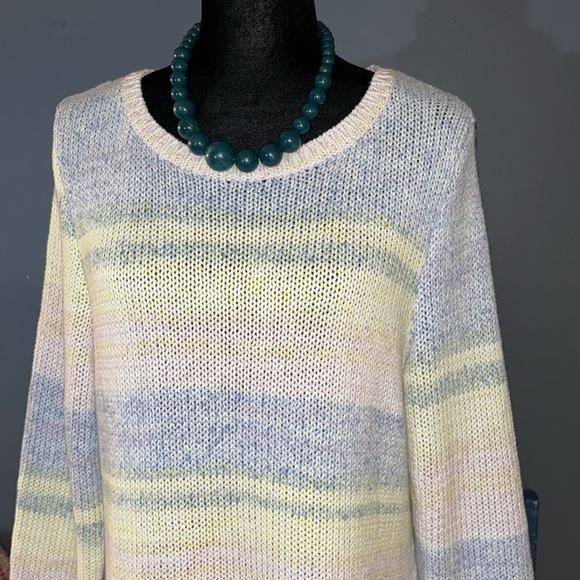 Talbots Size L 3/4 Sleeve Loose Knit Pastel Sweater - Picture 2 of 12